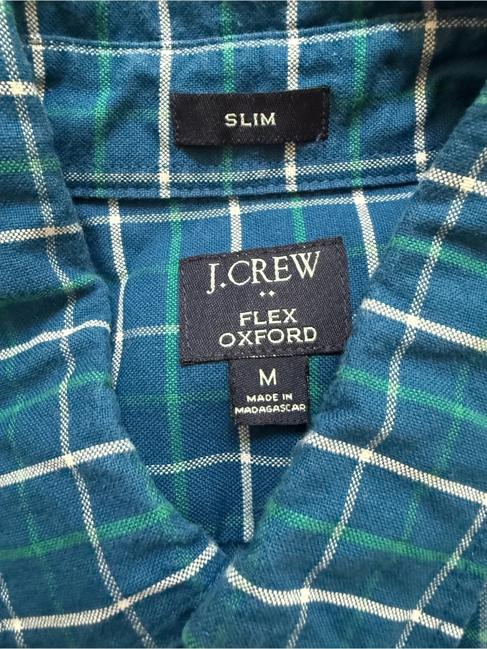 J. Crew Blue and White Plaid Button-Down Shirt